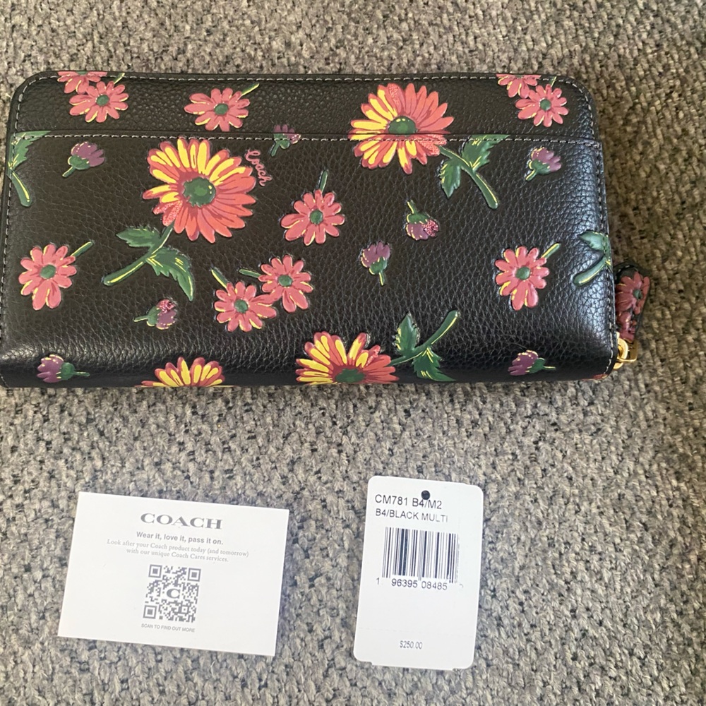 Coach Black Wallet with Colorful Floral Design - Picture 2 of 3